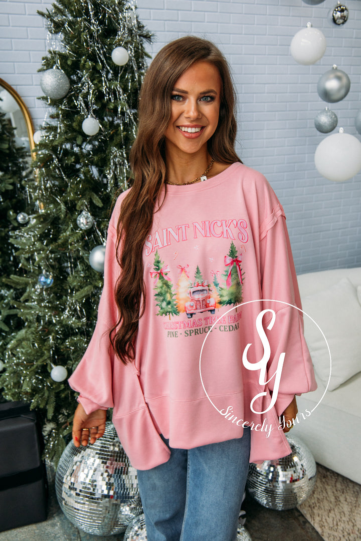 Christmas Tree Crewneck - Pink