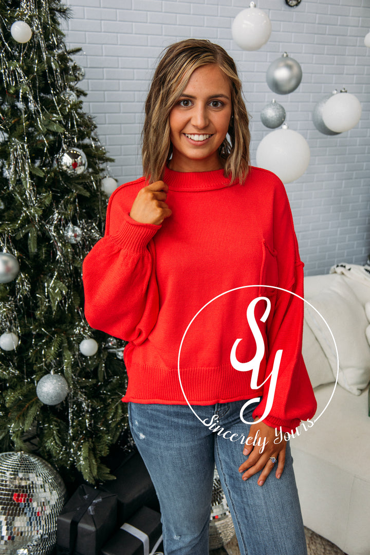 Cabin Cozy Sweater - Candy Apple