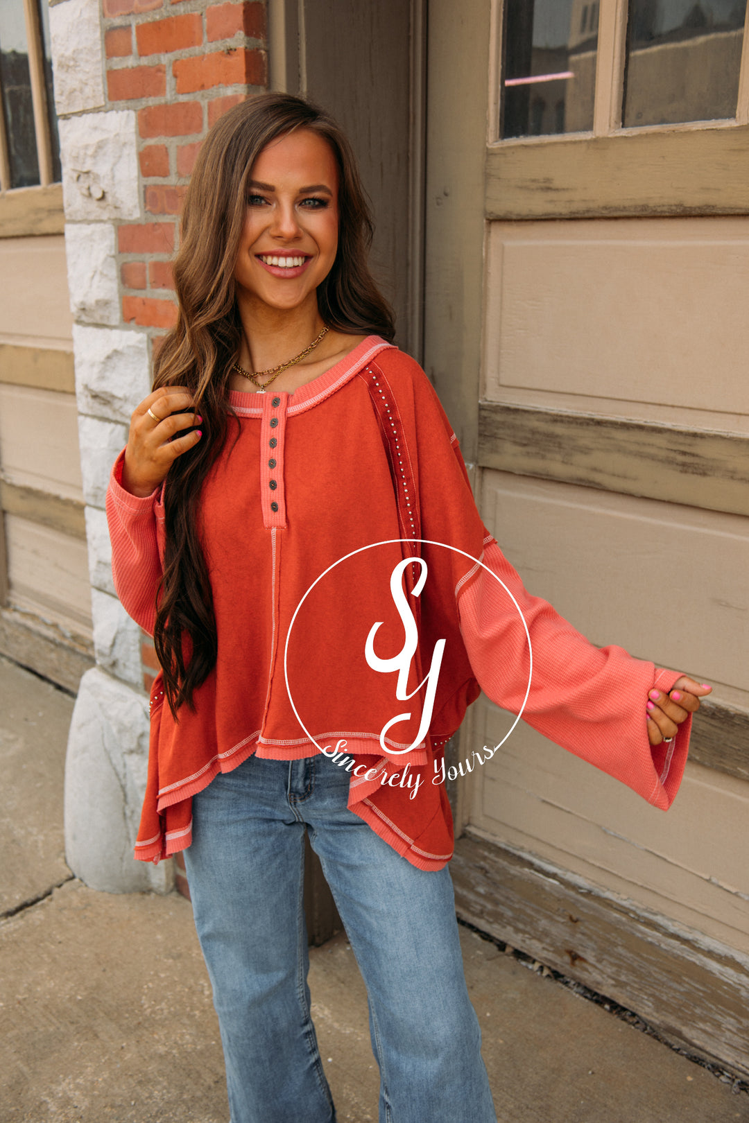 Feeling Flirty Top-Red Brick