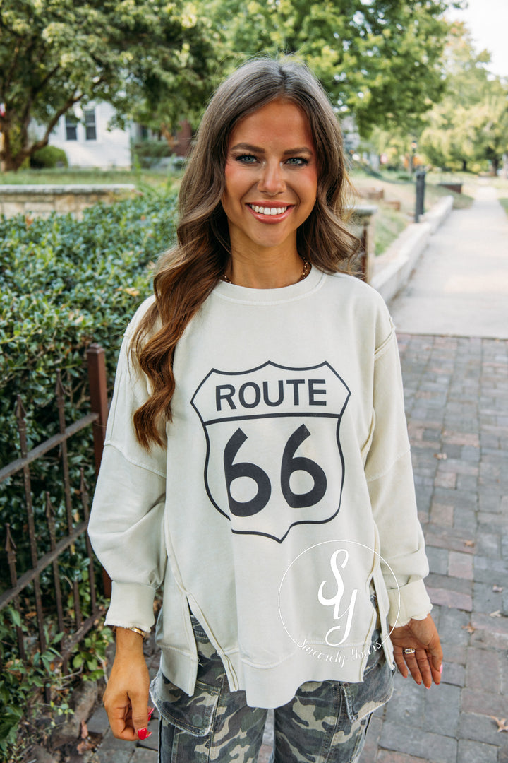Route Crewneck - Light Khaki