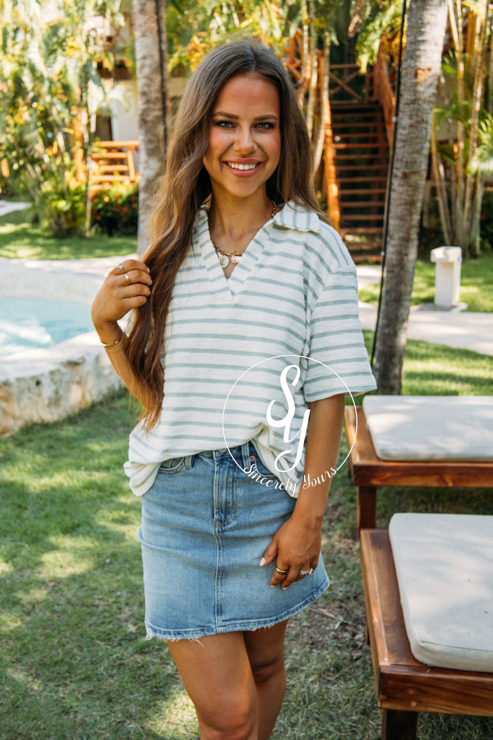 Village Top - Sage Green/Cream