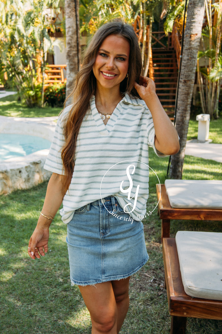 Village Top - Sage Green/Cream