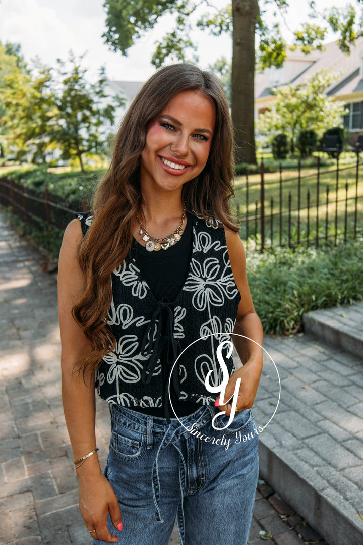 Give Me Flowers Vest- Black