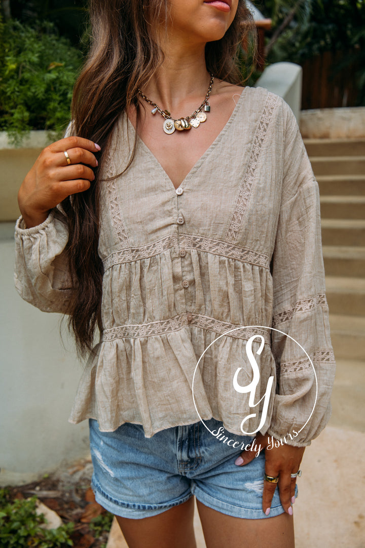 Tuscan Sun Blouse - Taupe