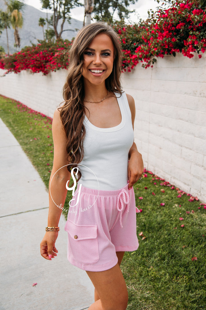 Chill Time Shorts-Pink