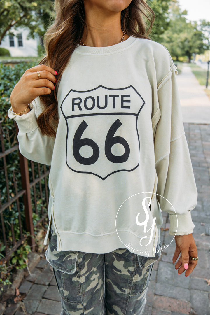 Route Crewneck - Light Khaki