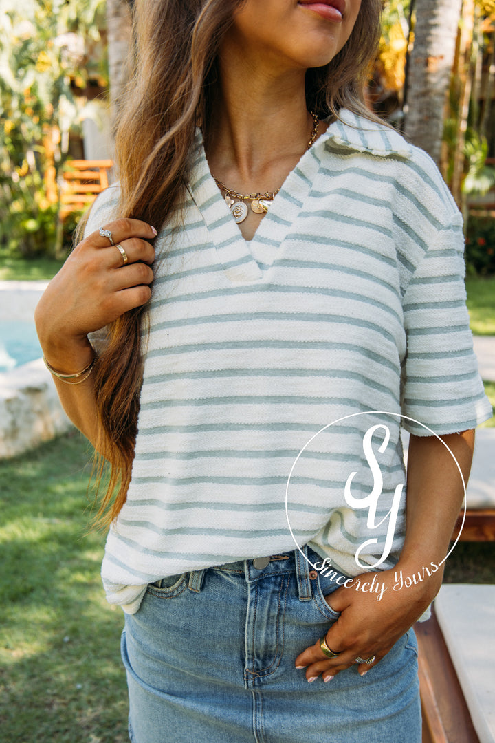 Village Top - Sage Green/Cream
