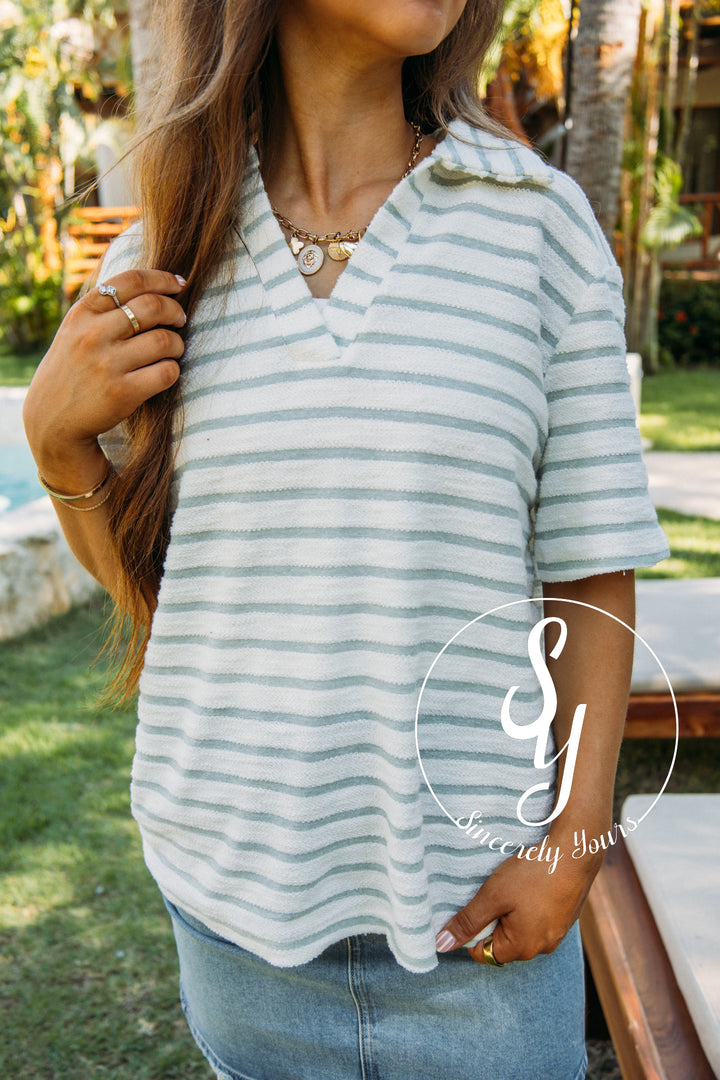 Village Top - Sage Green/Cream