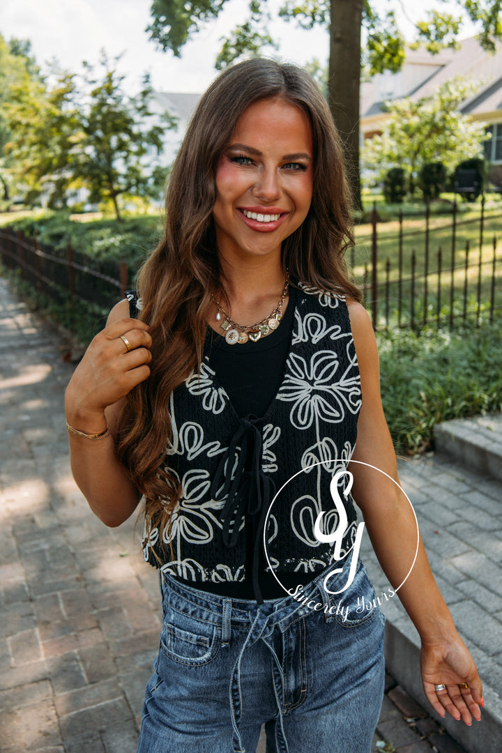 Give Me Flowers Vest- Black