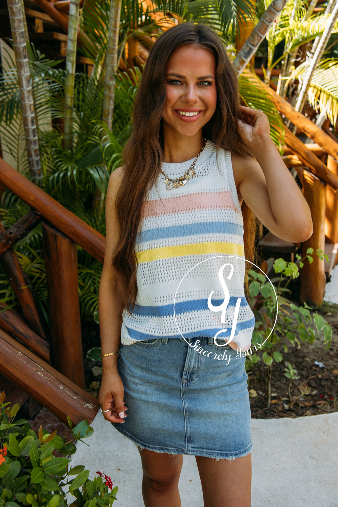 Bubbly Life Top- Yellow/Blue