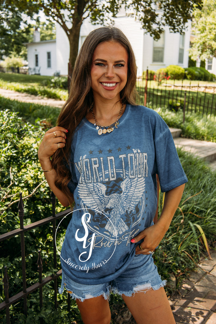 Rock N Roll World Tour Top- Blue