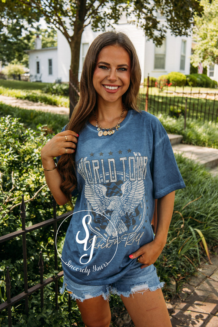 Rock N Roll World Tour Top- Blue