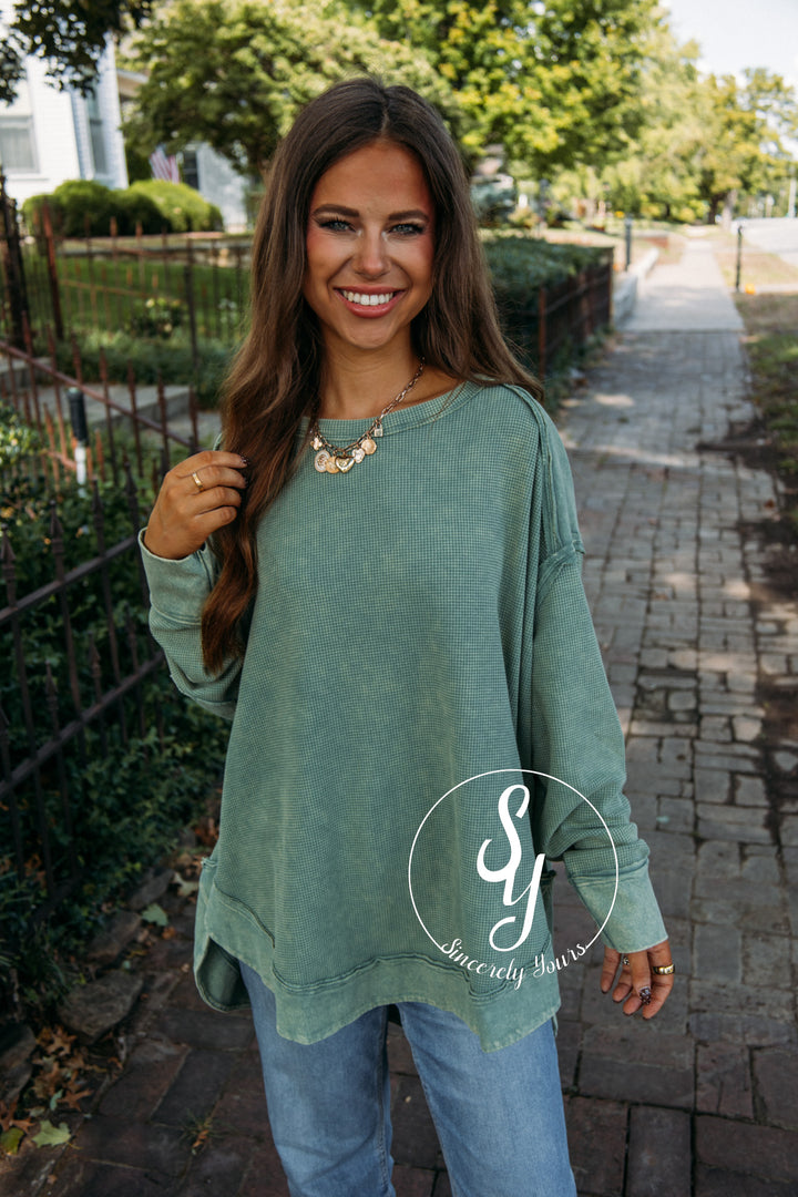 Sweet Charmer Top- Sage