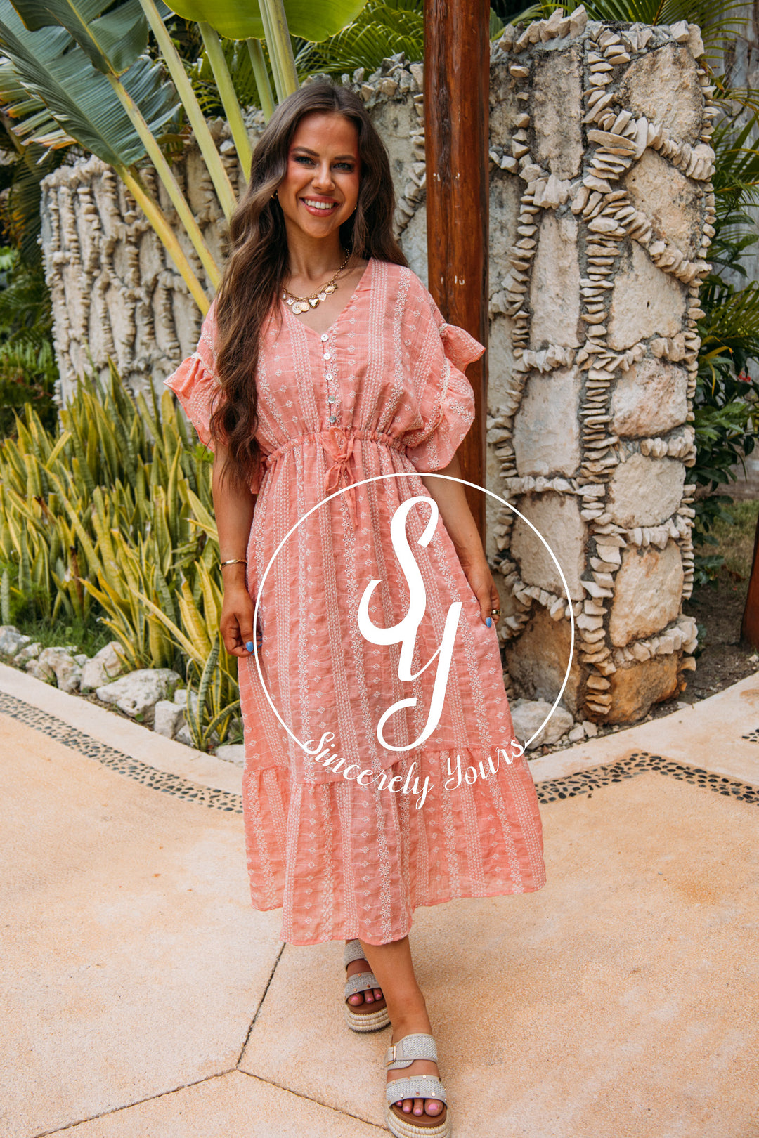 Hannah Christine Dress- Peach