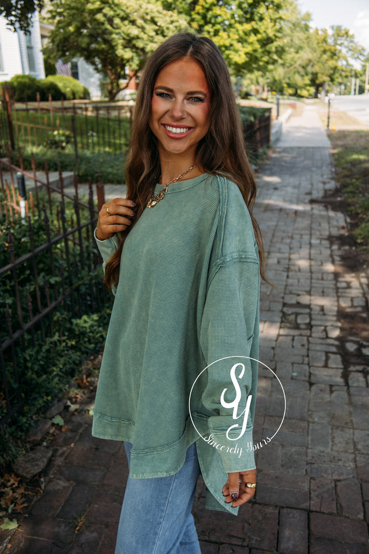 Sweet Charmer Top- Sage