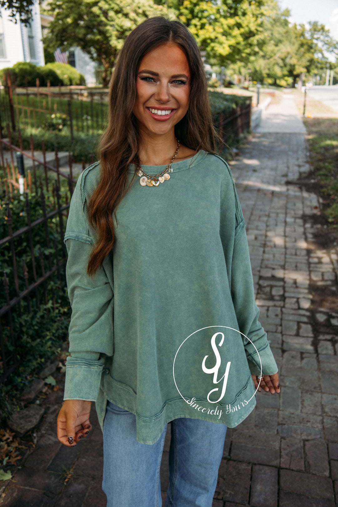 Sweet Charmer Top- Sage