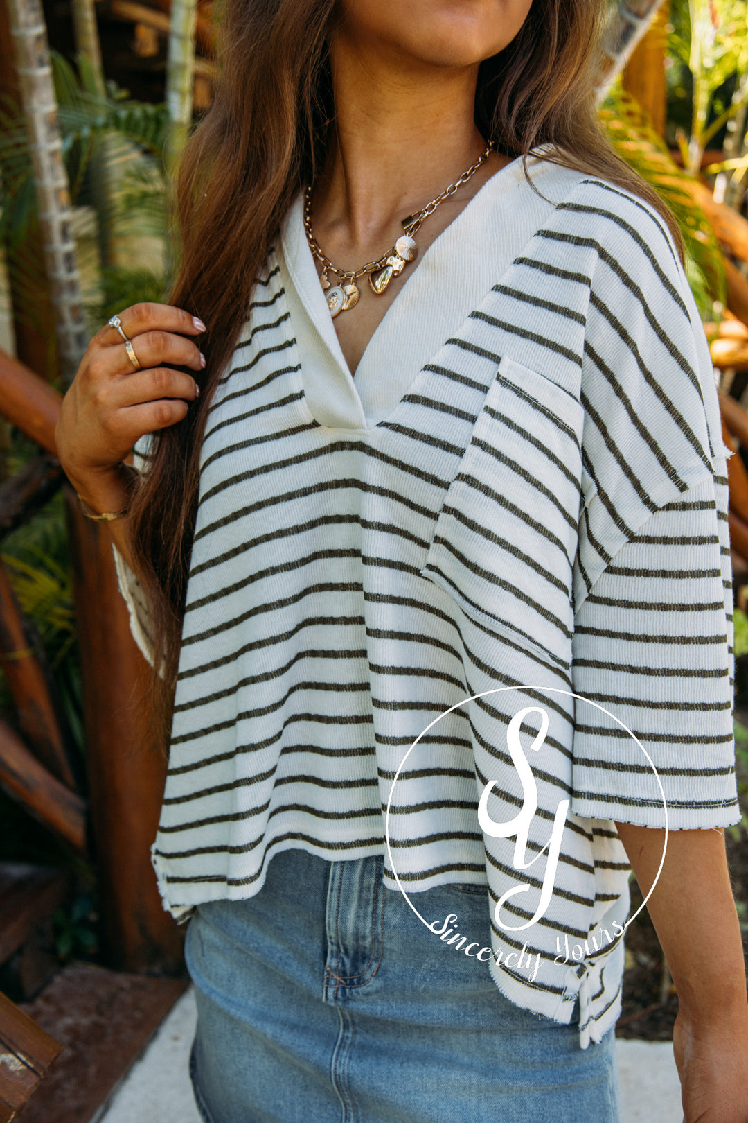 Garden Club Top-Cream Olive