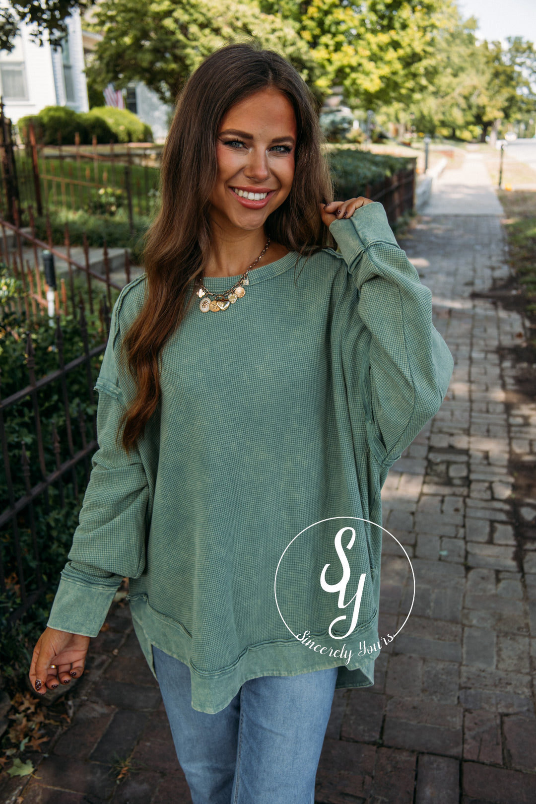 Sweet Charmer Top- Sage