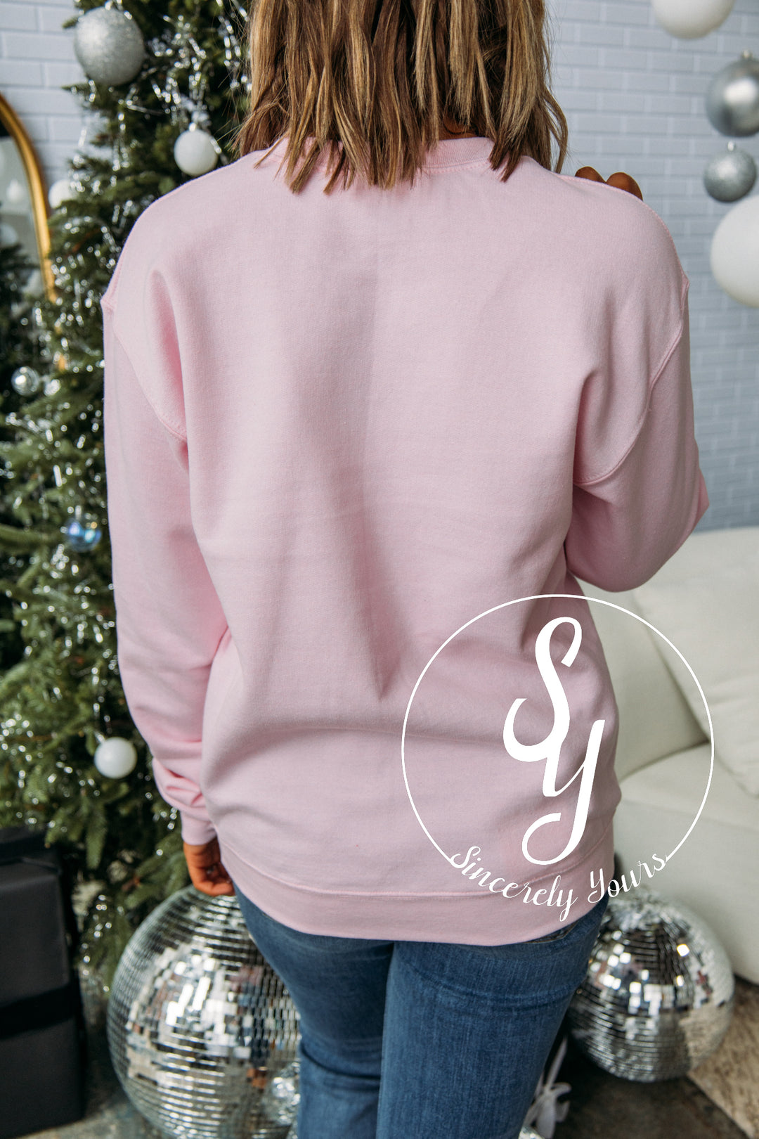 All Booked For Christmas Sweater- Light Pink