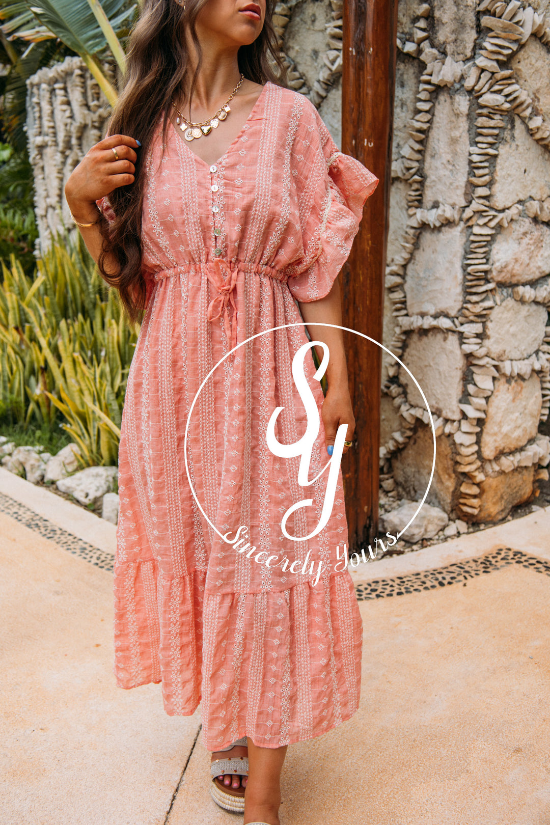 Hannah Christine Dress- Peach