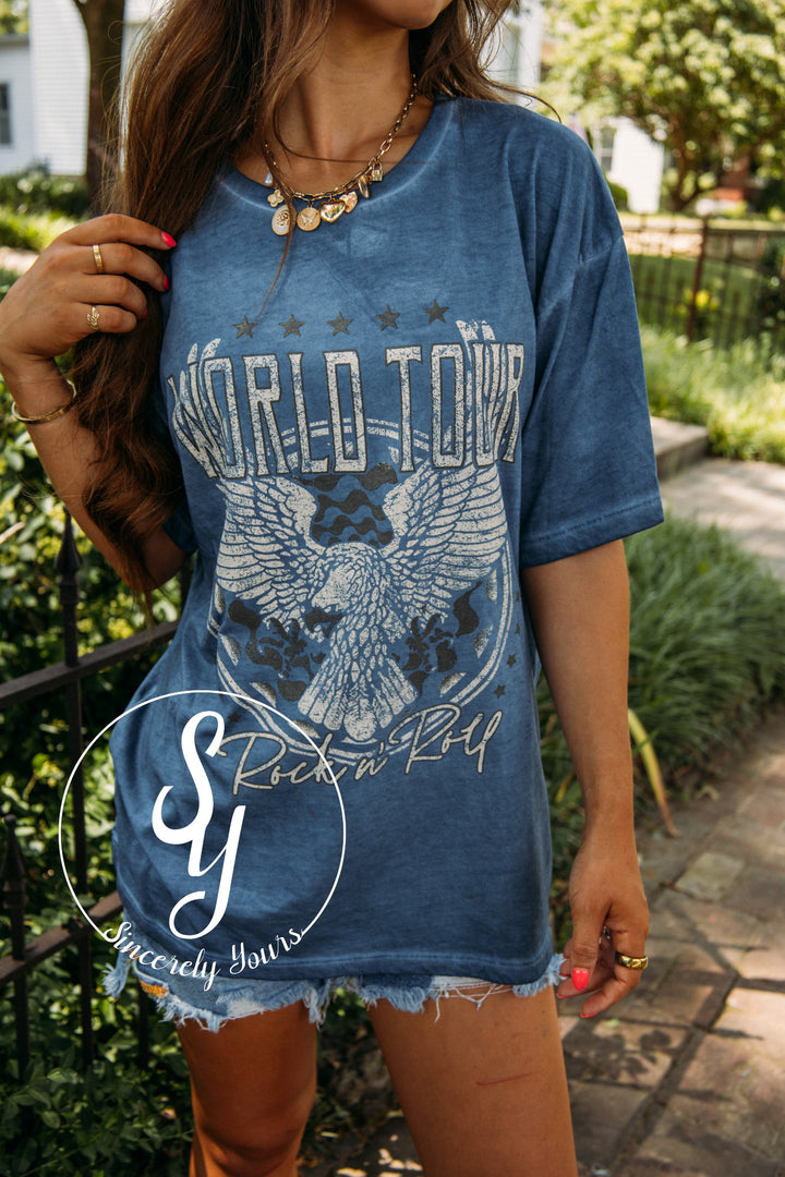 Rock N Roll World Tour Top- Blue