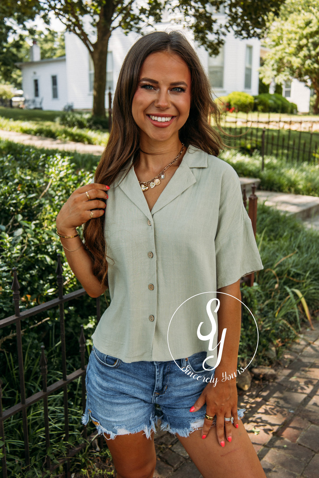 Statement Time Top- Light Olive