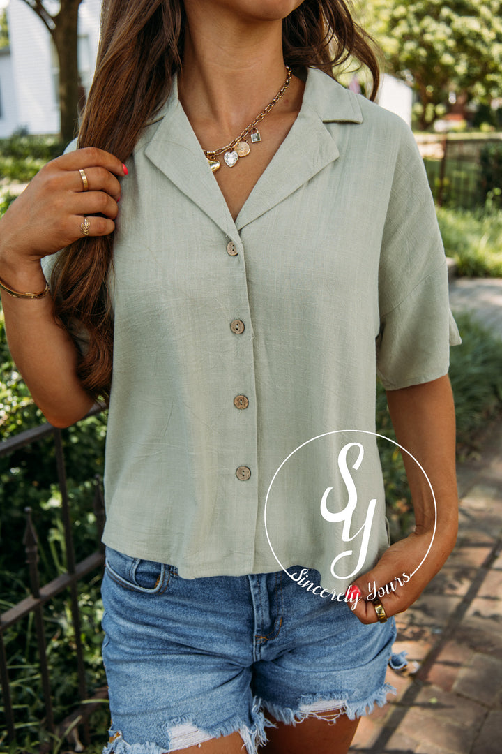 Statement Time Top- Light Olive