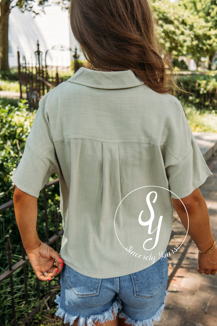 Statement Time Top- Light Olive