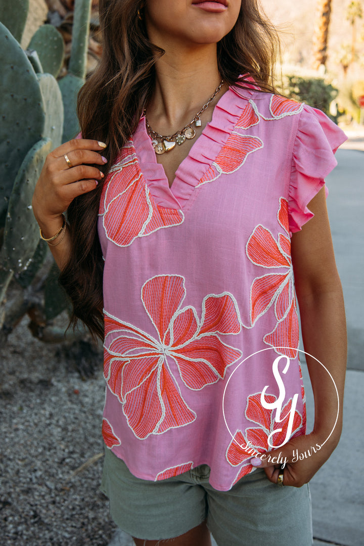 Tropical Flower Top - Pink