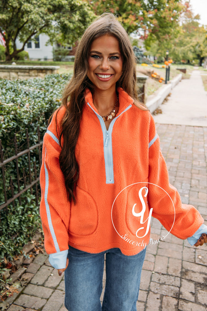 Rest And Love Pullover - Coral/Blue