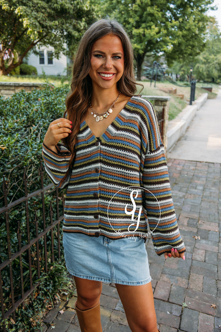 Sweet Stripes Sweater- Brown Multi