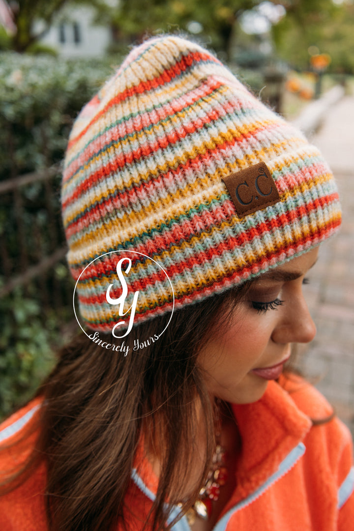 Warm Cozy Beanie - Orange Mix
