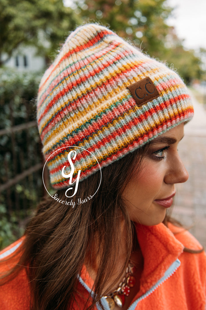 Warm Cozy Beanie - Orange Mix