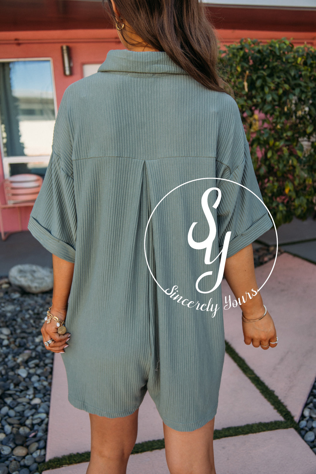 Express It All Romper- Ash Olive