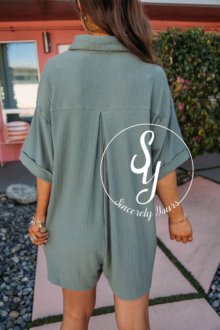 Express It All Romper- Ash Olive