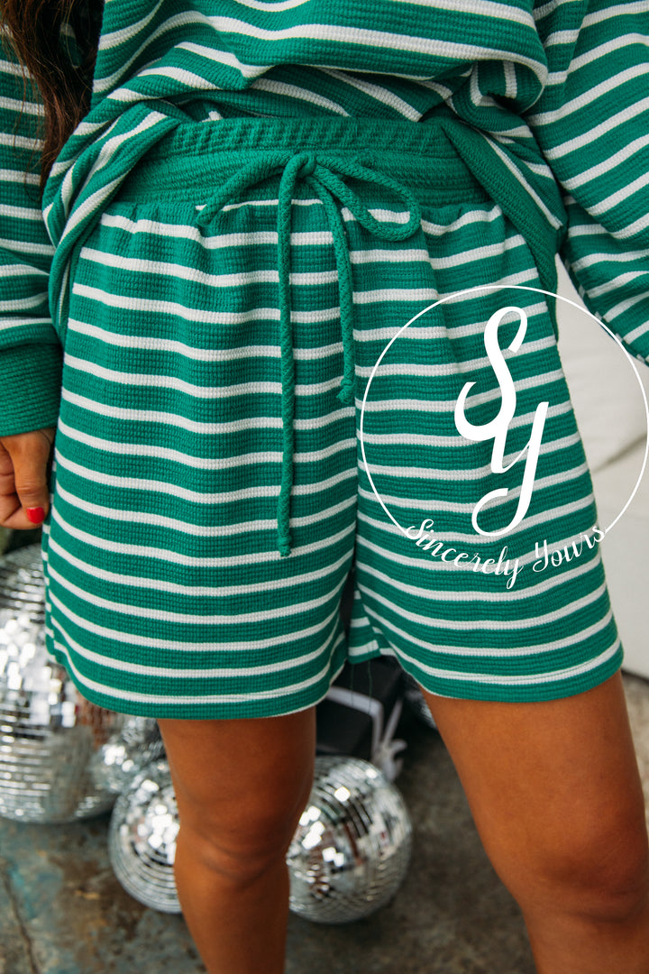 Merry Striped Pajama Set - Green