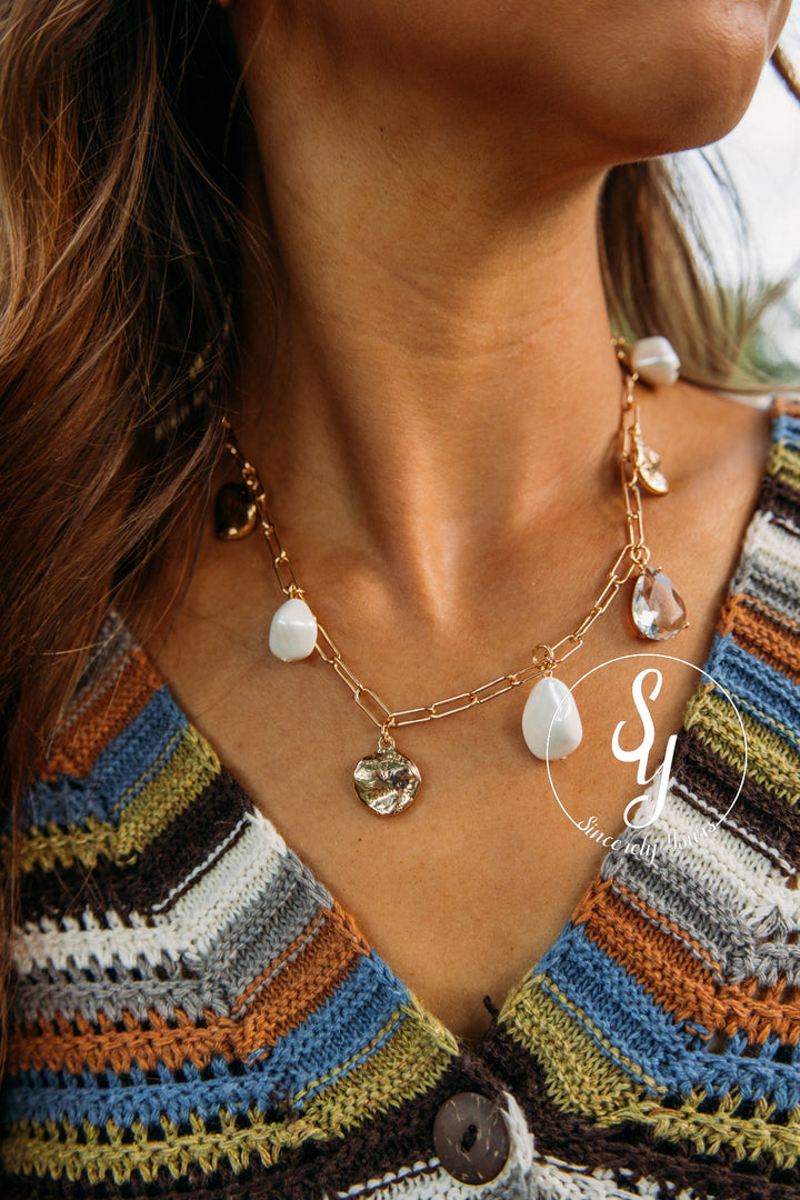 Pearl Drop Necklace- Gold