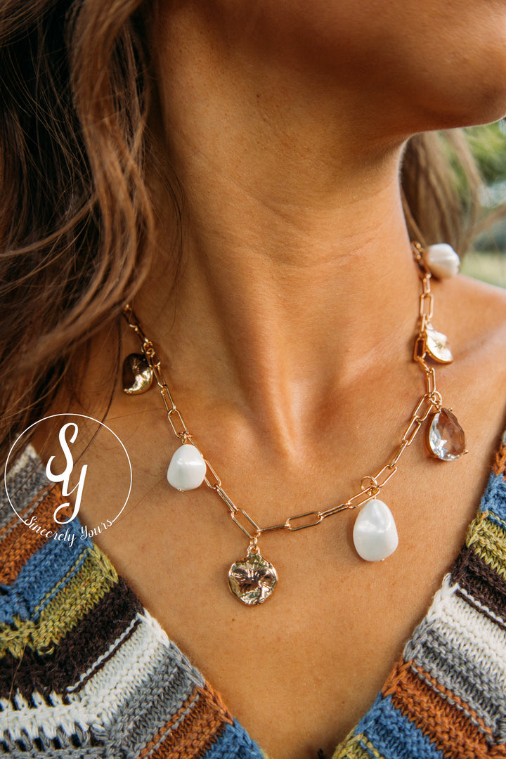 Pearl Drop Necklace- Gold