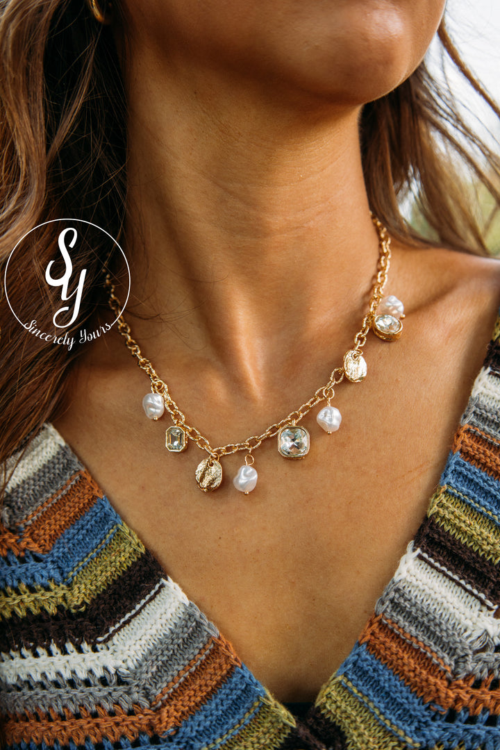 Coin Pearl Necklace- Gold
