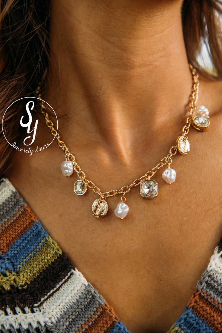 Coin Pearl Necklace- Gold