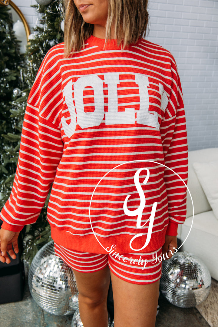 Jolly Striped Pajama Set - Red