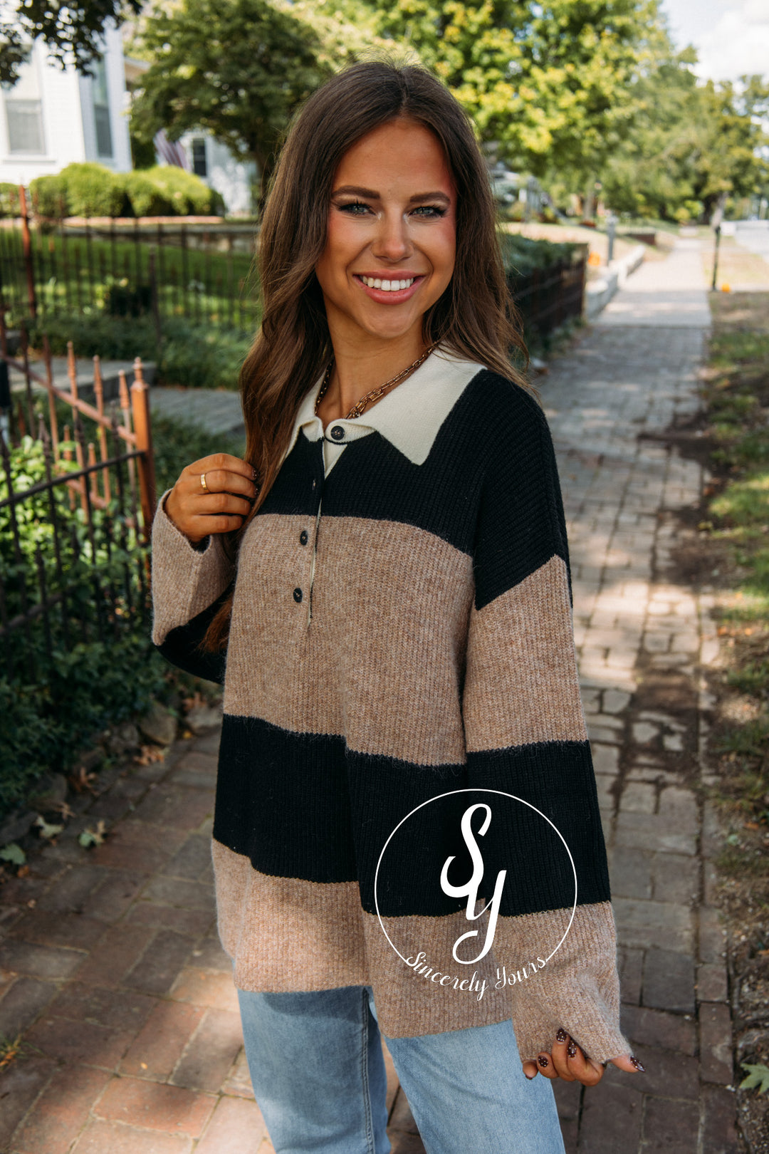 Big Stripe Moment Sweater- Khaki
