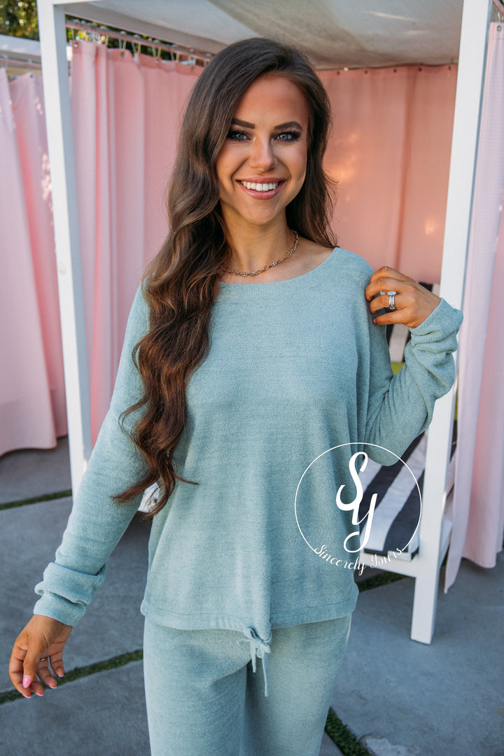 Barefoot Dreams:  CozyChic Ultra Lite Slouchy Pullover - Beach Glass