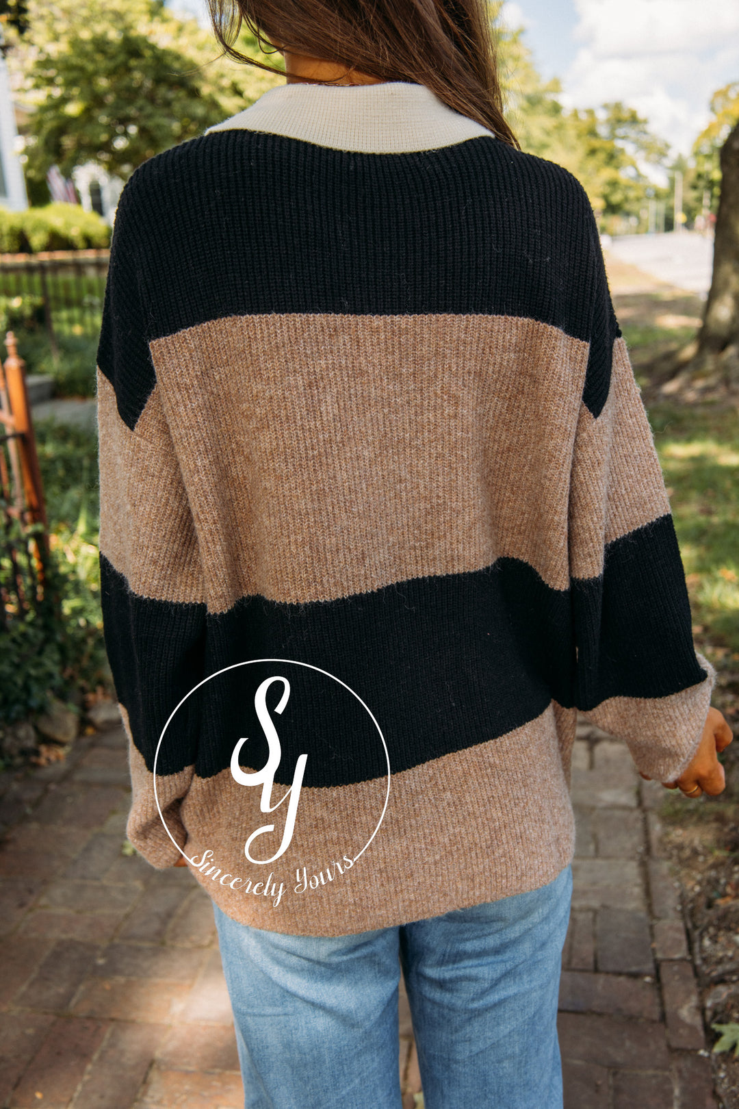 Big Stripe Moment Sweater- Khaki