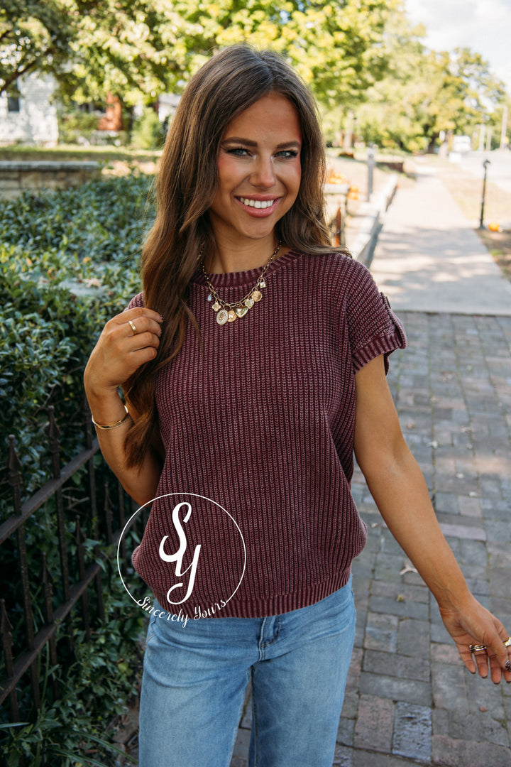 Midnight Feels Sweater- Burgundy