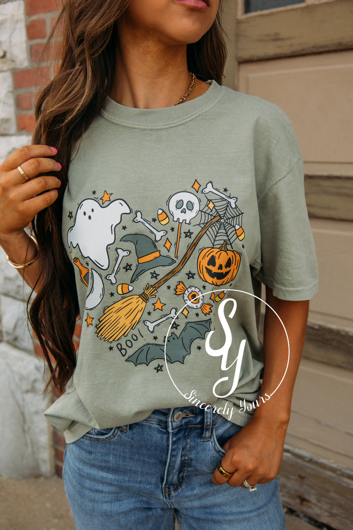 Boo Heart Graphic Tee - Bay