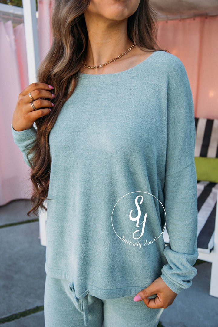 Barefoot Dreams:  CozyChic Ultra Lite Slouchy Pullover - Beach Glass