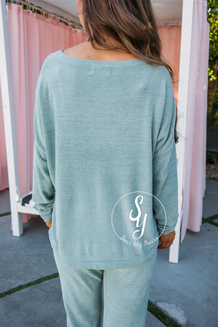 Barefoot Dreams:  CozyChic Ultra Lite Slouchy Pullover - Beach Glass