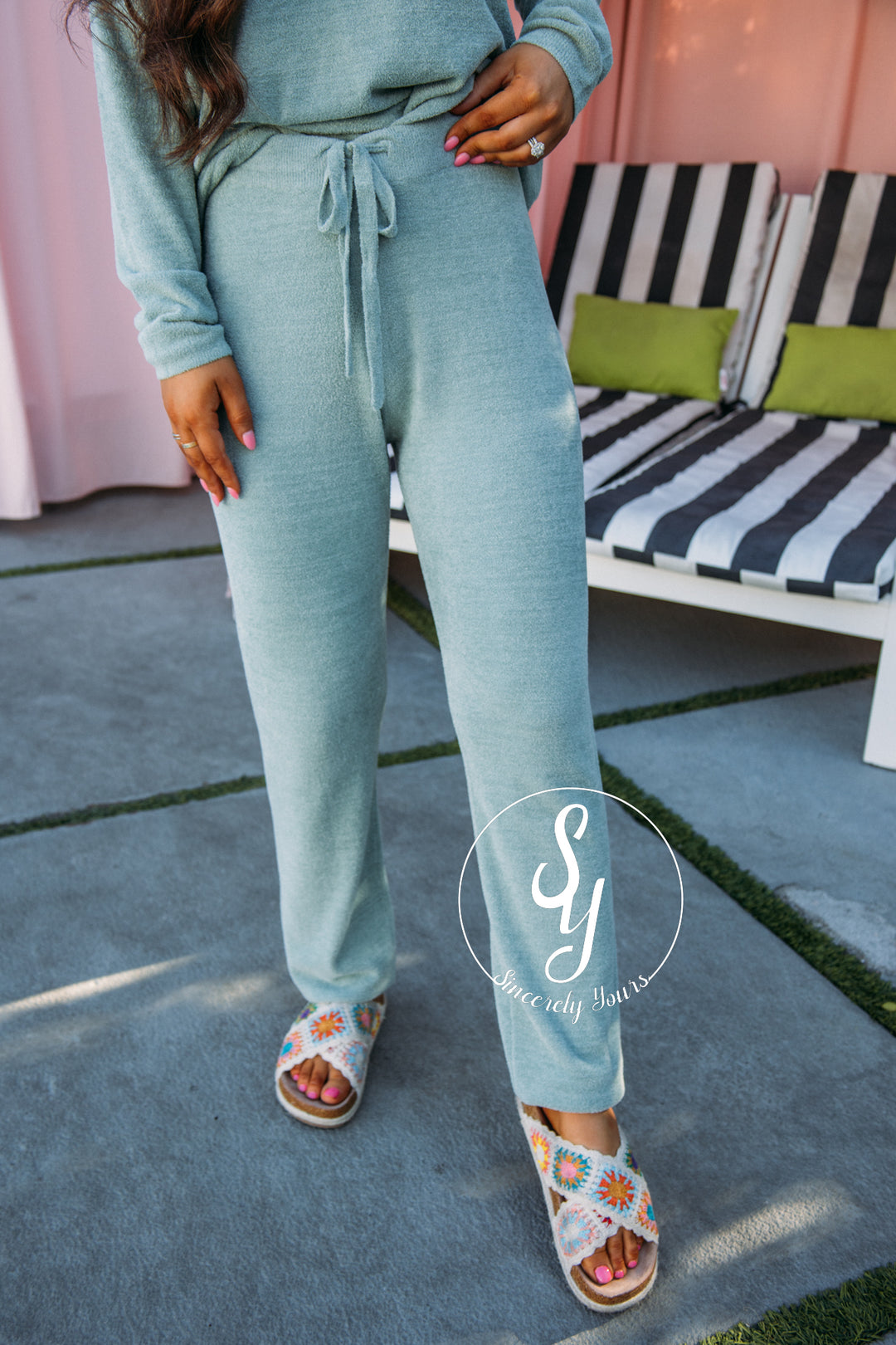 Barefoot Dreams:  CozyChic Ultra Lite Track Pant - Beach Glass