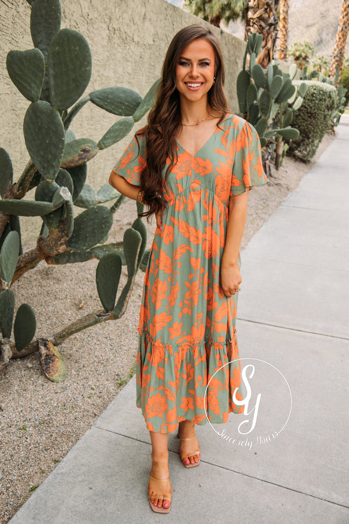 On Tropical Time Dress - Sage